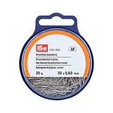 Булавки для шитья 30*0,60мм, сталь, серебристый, 25г в упаковке (банка с вешалкой), Prym, 024480