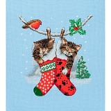 Купить недорого   Набор для вышивания Anchor "Christmas Kittens" 19,5*16,5см, MEZ Венгрия, PCE0504  в интернет магазине Фэмили хоби