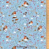 Ткань "Малиновка в снегу", ширина 145см, 100% хлопок, Acufactum Ute Menze, 3523-835