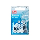 Набор пуговиц для рубашек, диаметр 9мм и 11мм, пластик, антрацитовый/перламутровый, Prym, 311210