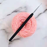 Крючок для вязания с ручкой "Steel" 0,5мм/14,5см, сталь, серебристый/черный, KnitPro, 30861