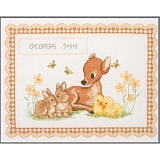 Купить недорого   Набор для вышивания Anchor "Baby Animals Birth Record" 20*26,5см, MEZ Венгрия, ACS23  в интернет магазине Фэмили хоби