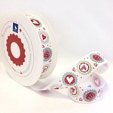 Купить недорого   Тесьма с печатным рисунком "Сердце и зеленый круг", ширина 25мм, Acufactum, 35121-01  в интернет магазине Фэмили хоби