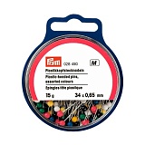 Булавки с пластиковыми головками 34*0,65мм, сталь/пластик, серебристый/разноцветный, Prym, 028490