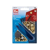 Люверсы, внутренний диаметр 5мм, латунь, золотистый, 40шт в упаковке, Prym, 542411