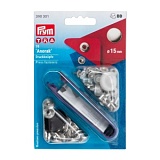 Кнопки "Анорак", диаметр 15мм, латунь, серебристый, 10шт в упаковке, Prym, 390301